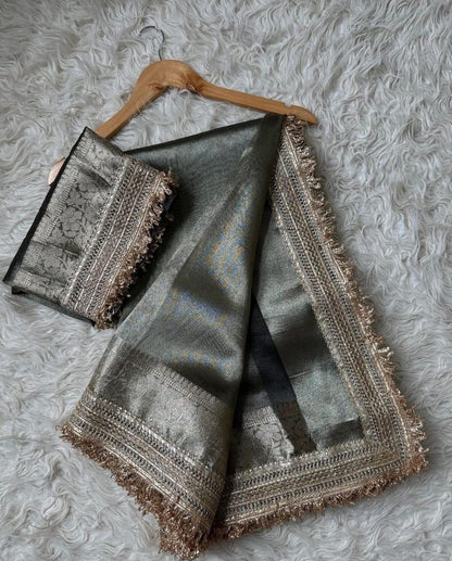 Noor Grey Tissue Silk Saree
