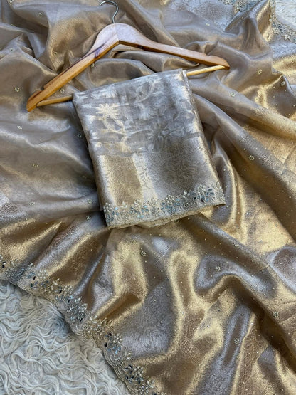 Nora Ivory Tissue Silk Saree